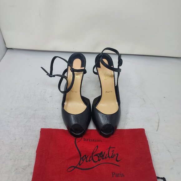 Christian Louboutin Black Jenlove Alta Peep Toe Sandal Heel Shoe - Picture 6 of 12